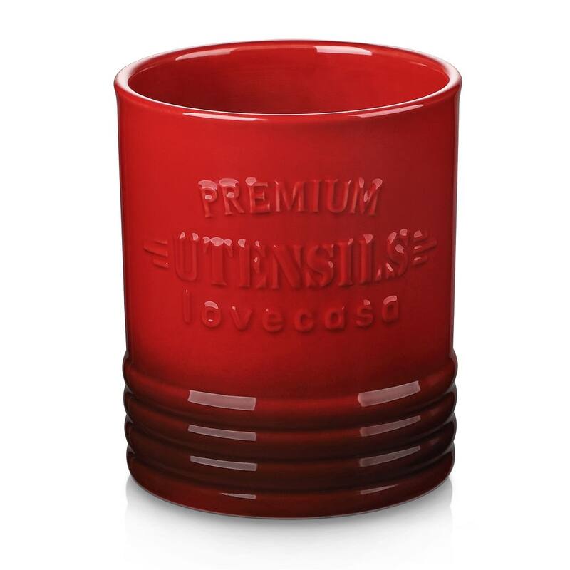 LOVECASA Ceramic 7.2" Large Utensil Holder for Kitchen Countertop