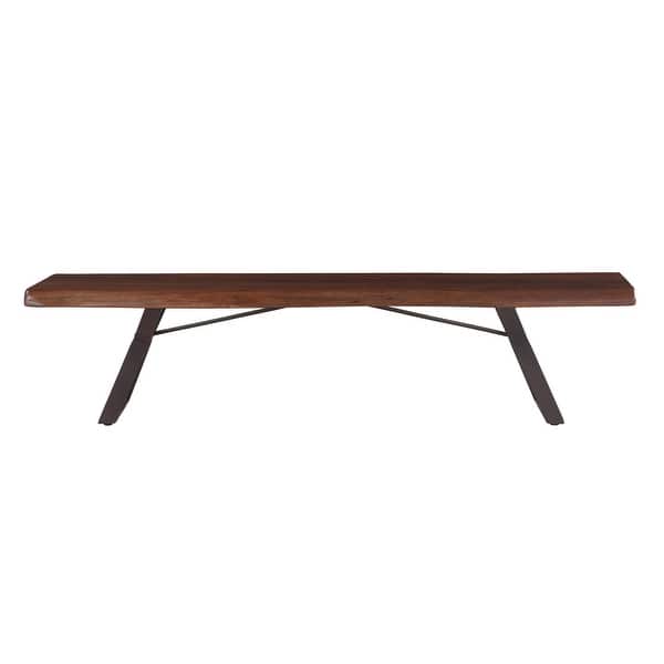slide 2 of 9, Nottingham 90-Inch Acacia Wood Dining Bench in Walnut Finish