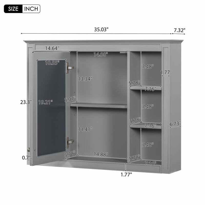 36'' Bathroom Vanity with Top Sink - Modern Storage Cabinet with Mirror