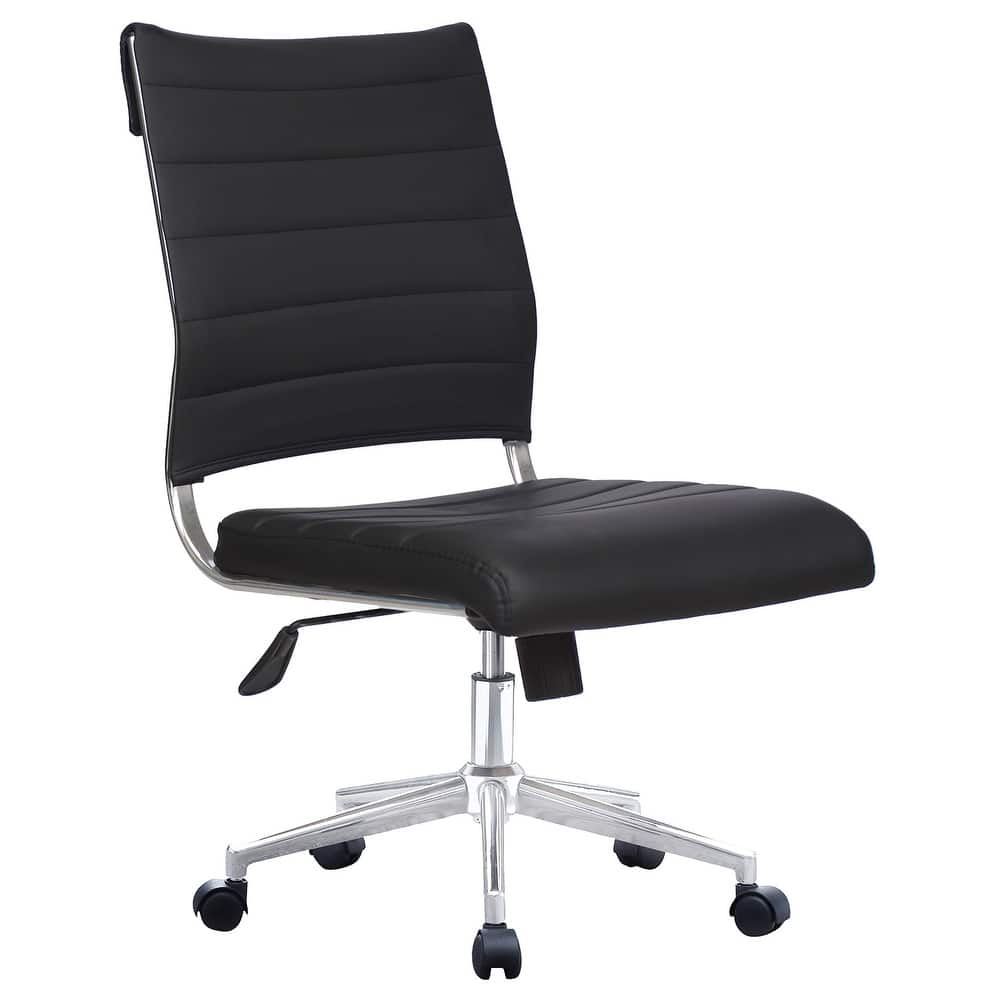 (Retired) Ergonomic Executive Mid back PU Leather Office Chair Armless Side No Arms Tilt With Wheels and Padded Cushioned Seat