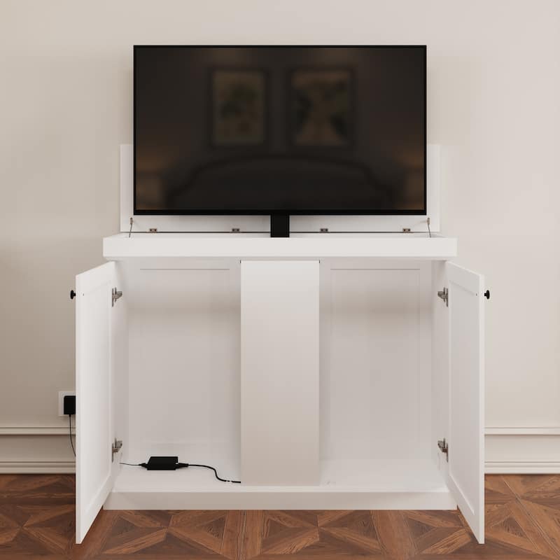 Motorized TV Lift Cabinet for TVs up to 50 Inch, Pop Up TV Lift Console with Remote Control, Hidden TV Cabinet Stand