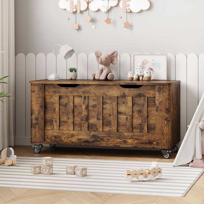 39.4'' Wooden Storage Bench With 2 Safety Hinges