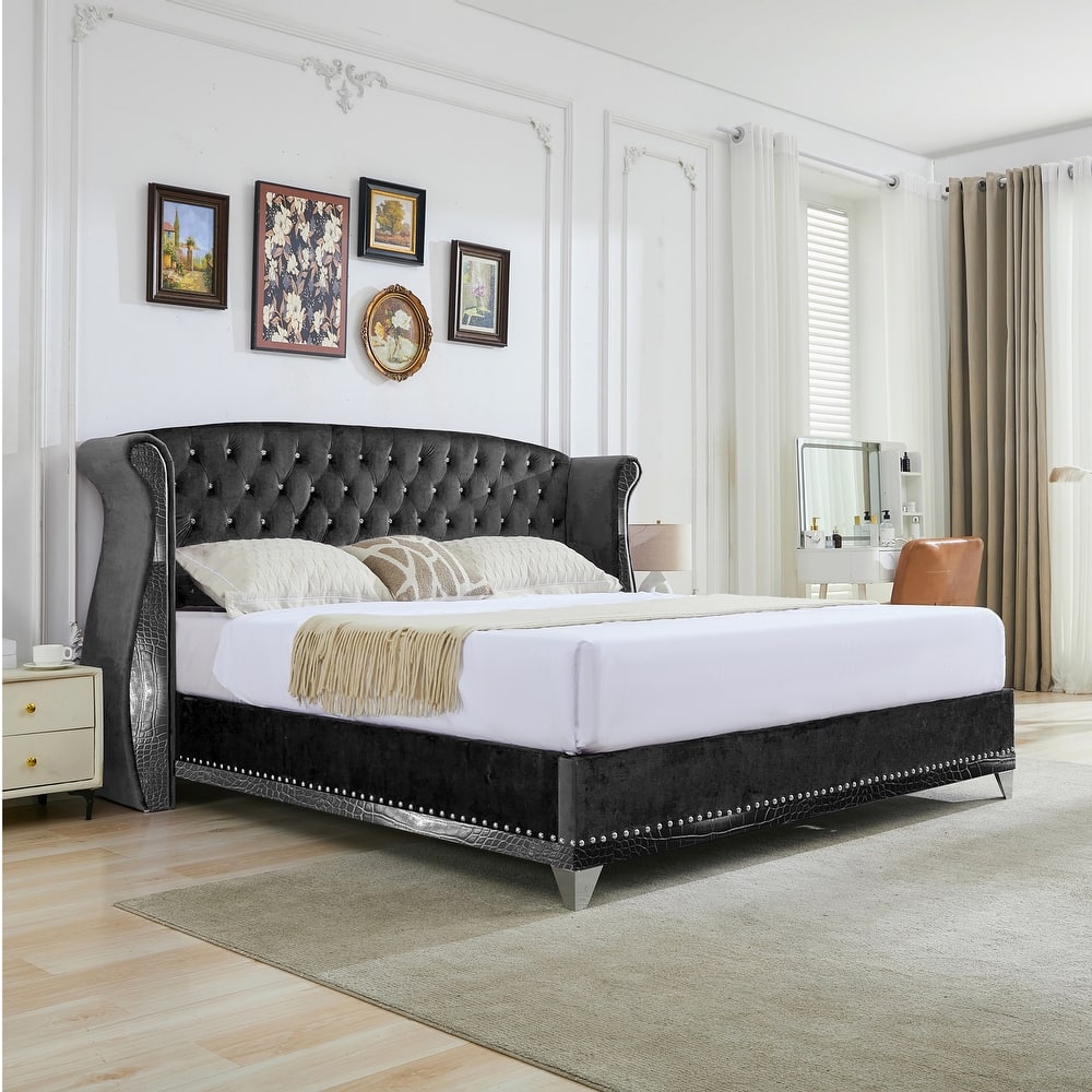 Christopher Knight Home-Eldora Upholstered Bed with Wingback