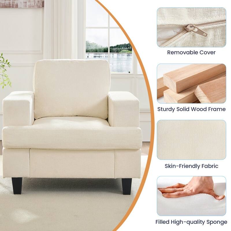Mixoy W35" Chenille Fabric Armchair Sofa,Cloud Sleeper Comfy Upholstered Sectional Sofa Chair