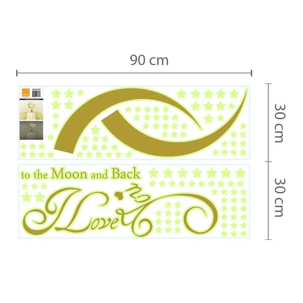 dimension image slide 2 of 3, Walplus Glow in Dark I Love You Quote Wall Sticker DIY Art Room Decor