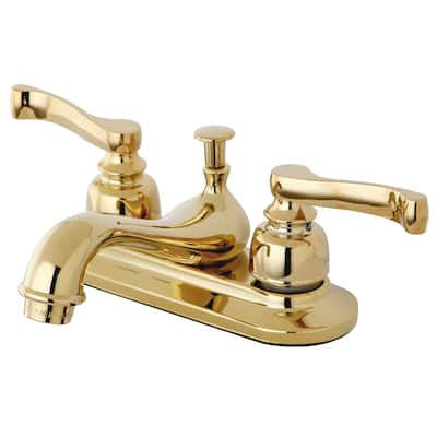 Royale Two-Handle 3-Hole Deck Mount 4 in. Centerset Bathroom Faucet in Polished Brass