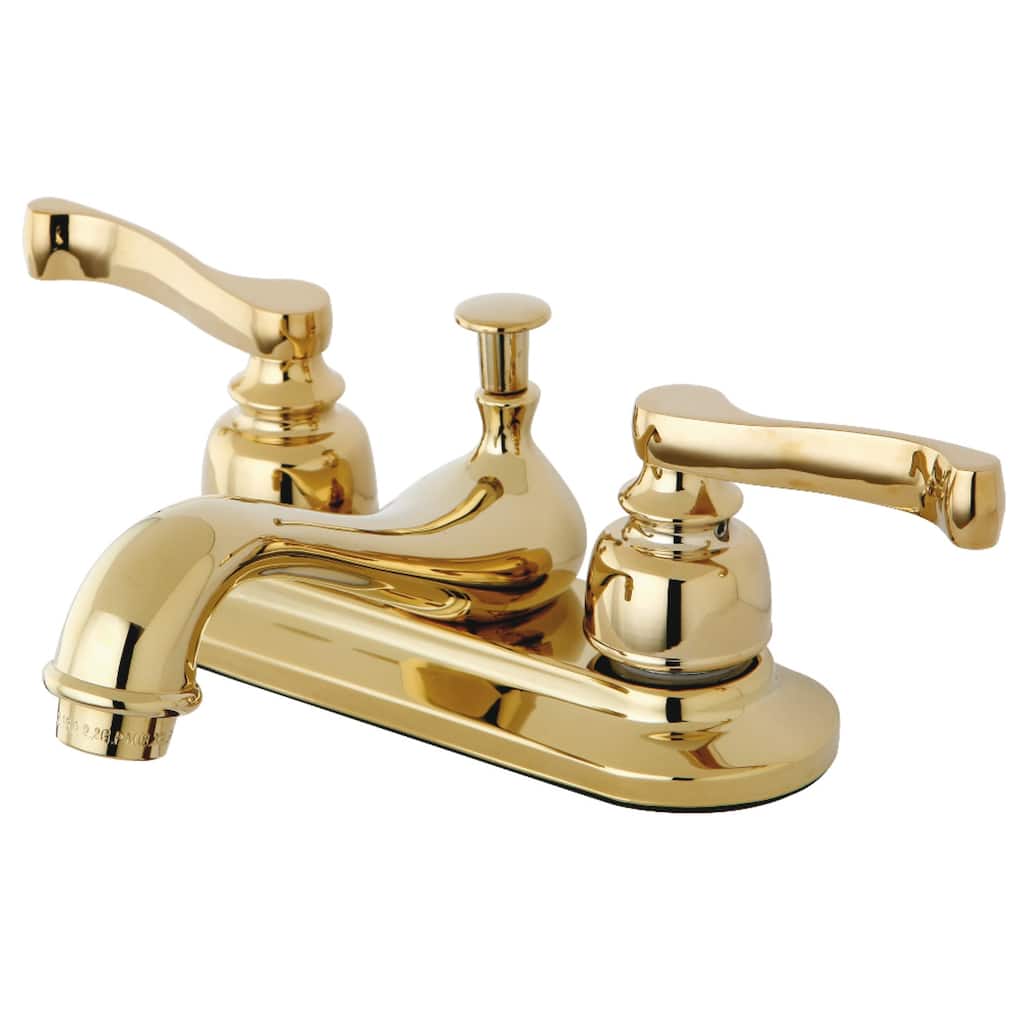 Kingston Brass Royale Two-Handle 3-Hole Deck Mount 4" Centerset Bathroom Faucet with Plastic Pop-Up