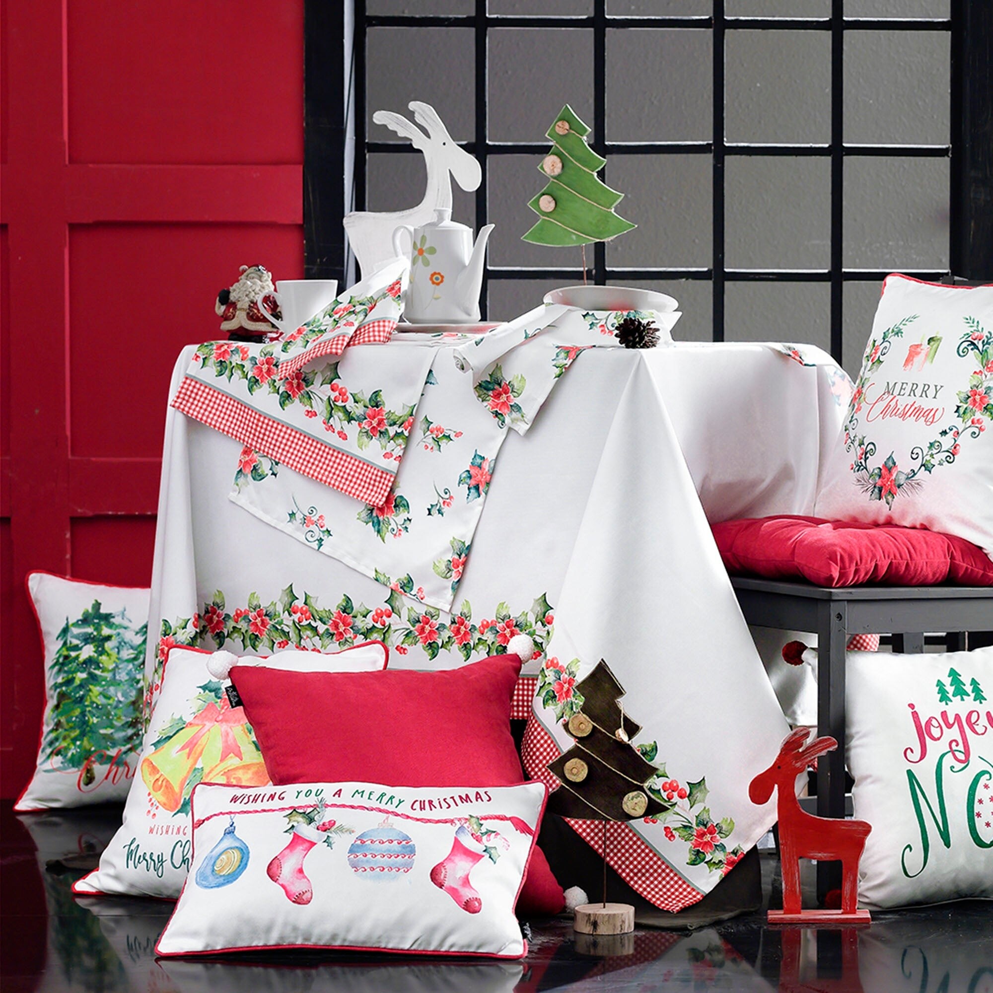 Decorative Christmas Trees Throw Pillow Cover Square Set of 4 Bed Bath Beyond 31978314