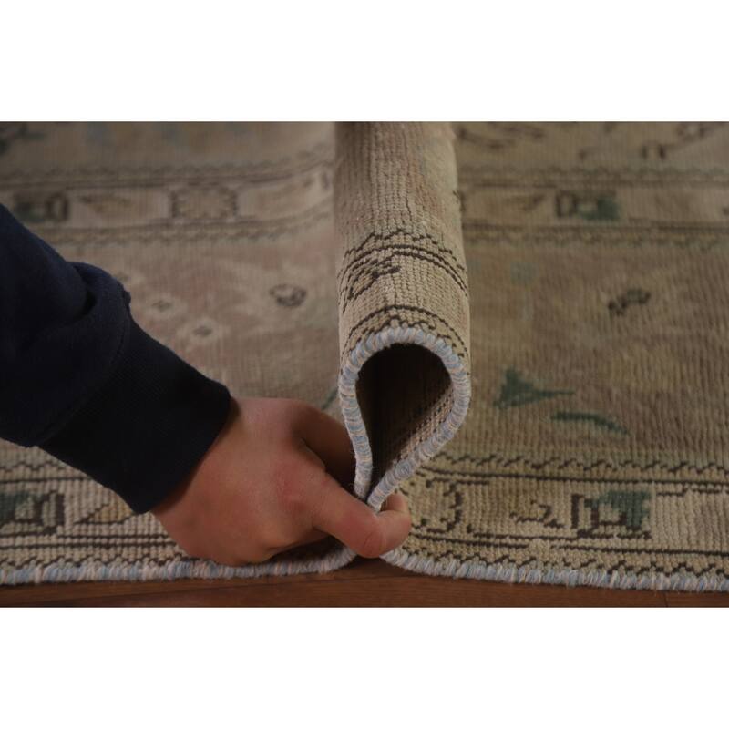 Hand Knotted Oriental 100% Wool Carpet Traditional Floral Beige & Ivories Tabriz Area Rug - 12' 11'' X 9' 6''