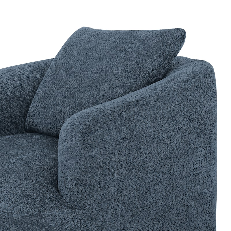 Upholstered Swivel Barrel Chair with Pillow