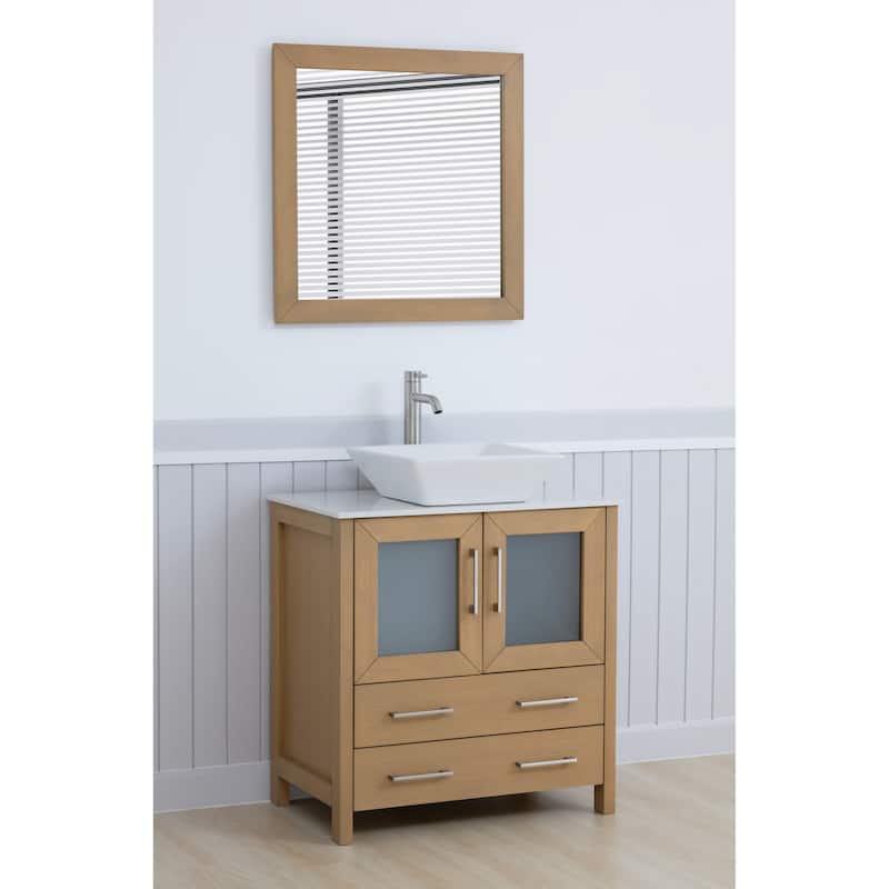 Vanity Art 30-inch Single Sink Bathroom Vanity Set With Engineered Marble Top and Free Mirror - 30 x 18.5 x 36 Inches