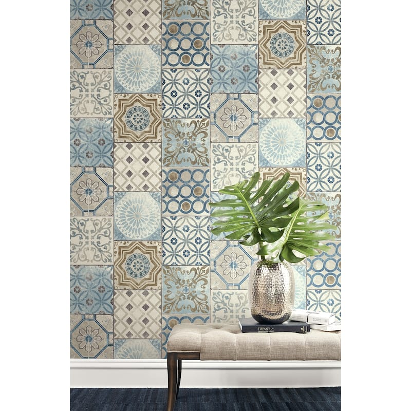 NextWall Moroccan Tile Peel and Stick Removable Wallpaper