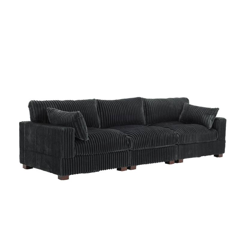 Plush Flannel Modular Sectional Sofa for Living Room