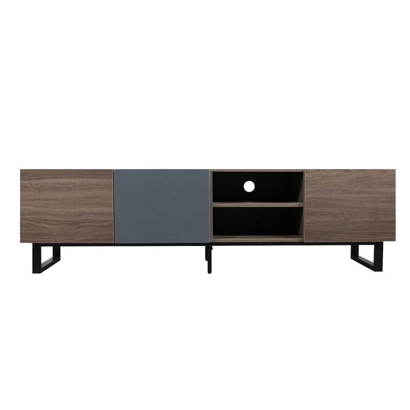 71" Media Console Table with Drop Down Doors & Open Shelves - Stylish TV Stand for Living Room & Bedroom