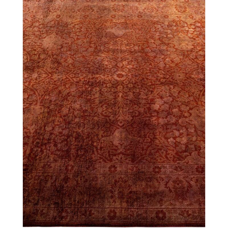 Overton Hand Knotted Wool Vintage Inspired Modern Contemporary Overdyed Brown Area Rug - 4' 9" x 7' 5"