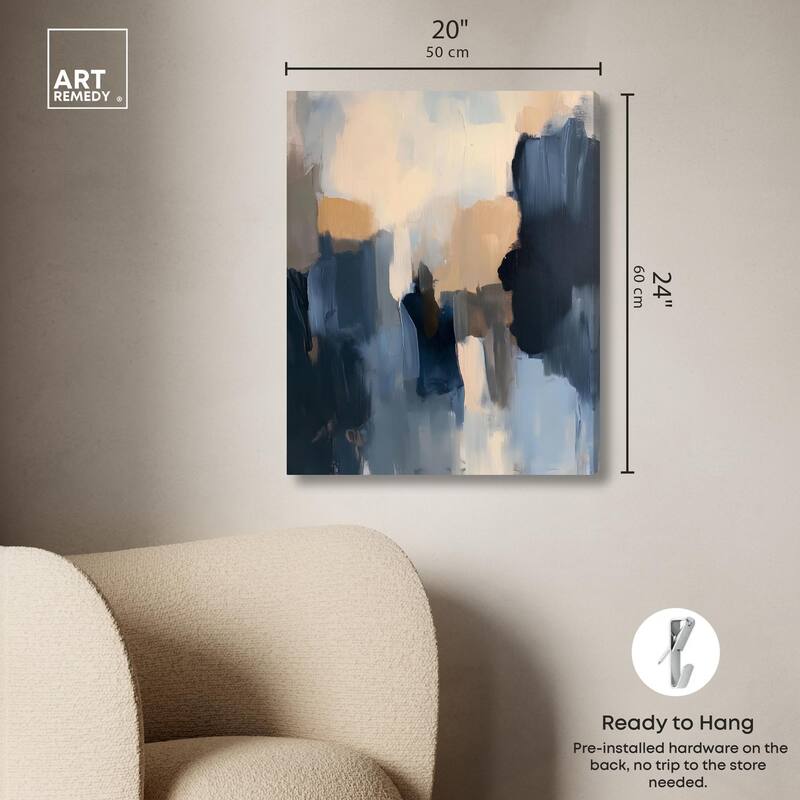 Navy Beige I Canvas by Art Remedy, Gallery Wrapped