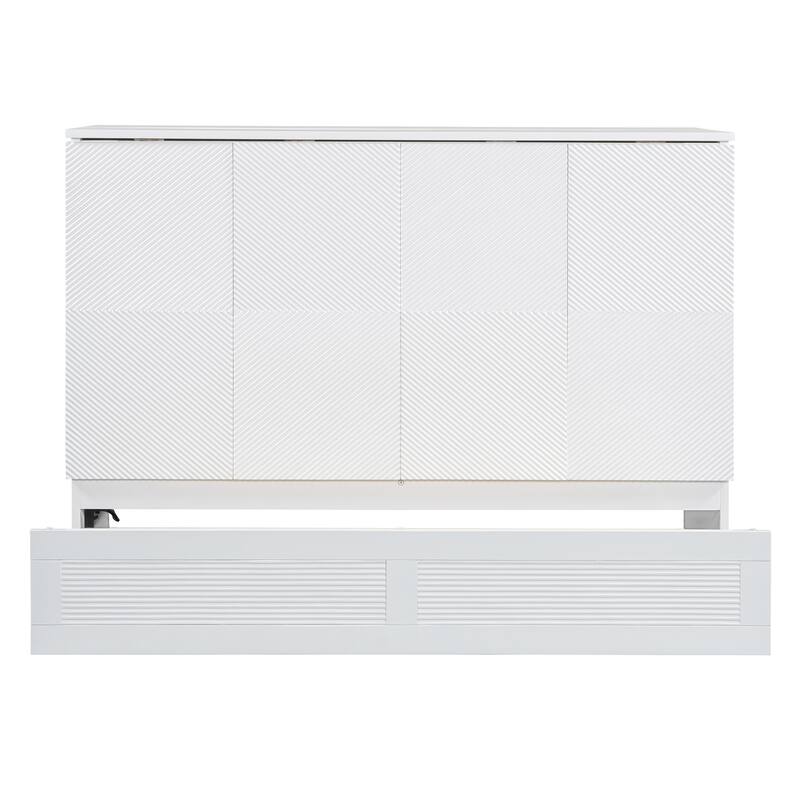 Full Size Murphy Bed with Drawers, USB Ports, and Charging Sockets - Modern Space-Saving Wall Bed with Smooth Pulley Design