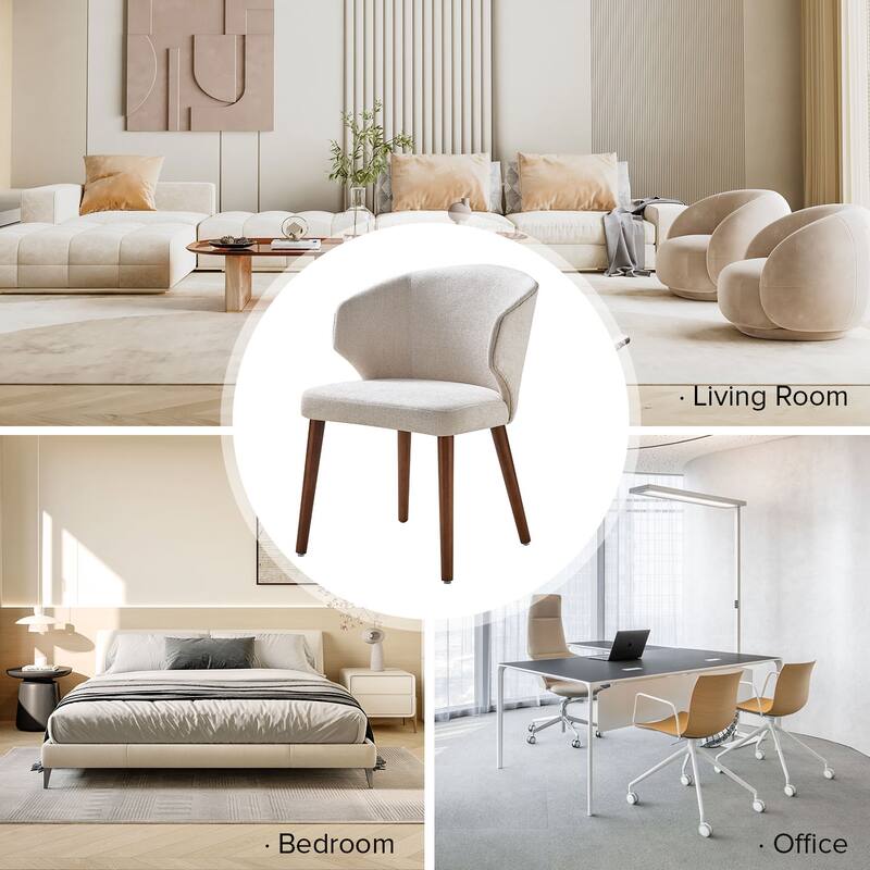 Nina Dining Chair with Wing Back Solid Wood Legs Set of 6 by HULALA HOME