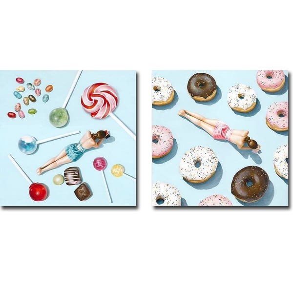 slide 1 of 1, Eye Candy & Donuts by Elise Remender 2-pc Gallery Wrapped Canvas Giclee Set (18 in x 18 in Each Canvas in Set)