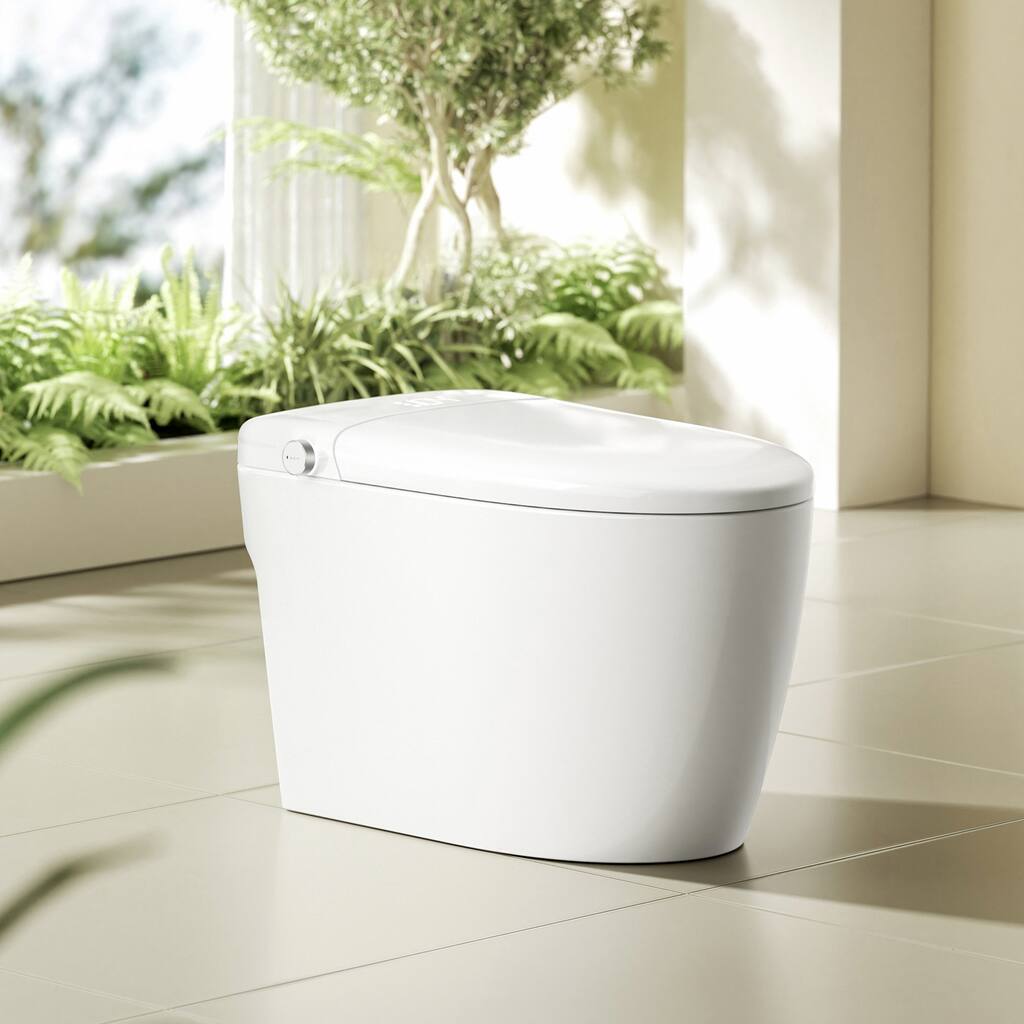 Madrid Smart Toilet Bidet Combo in White with LED Display, Remote, Off-Seat Auto Flush, Heated Seat and Warm Air Dryer