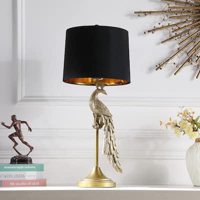 Modern Golden Peacock Polyresin Table Lamp
