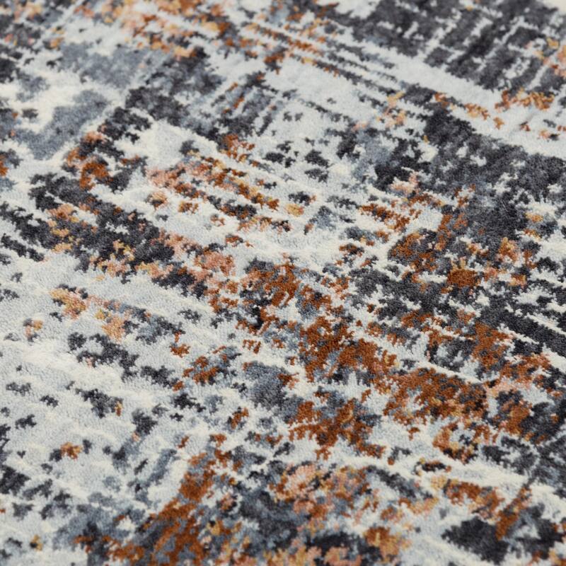 Alora Decor Lake Transitional Blue Recycled Polyester Area Rug