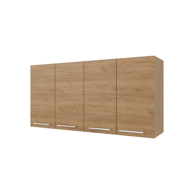 Lyman Wall Cabinet kitchen in Melamine wit 4 Doors , Natural Oak - Light Oak