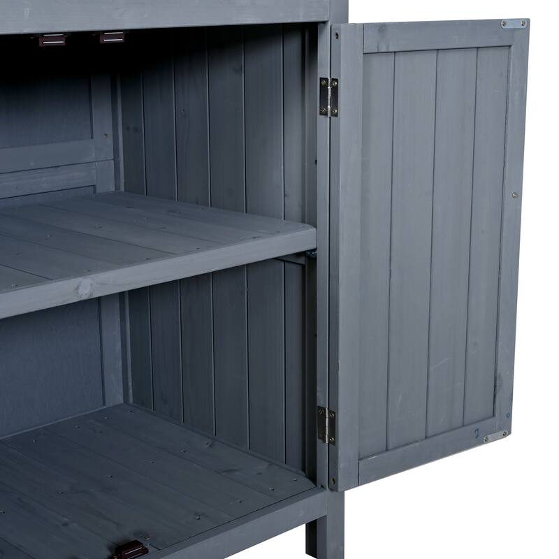 65" Solid Fir Wood Potting Bench with Hutch, Garden Workstation Table with Drawer, Spice Rack & Shelves