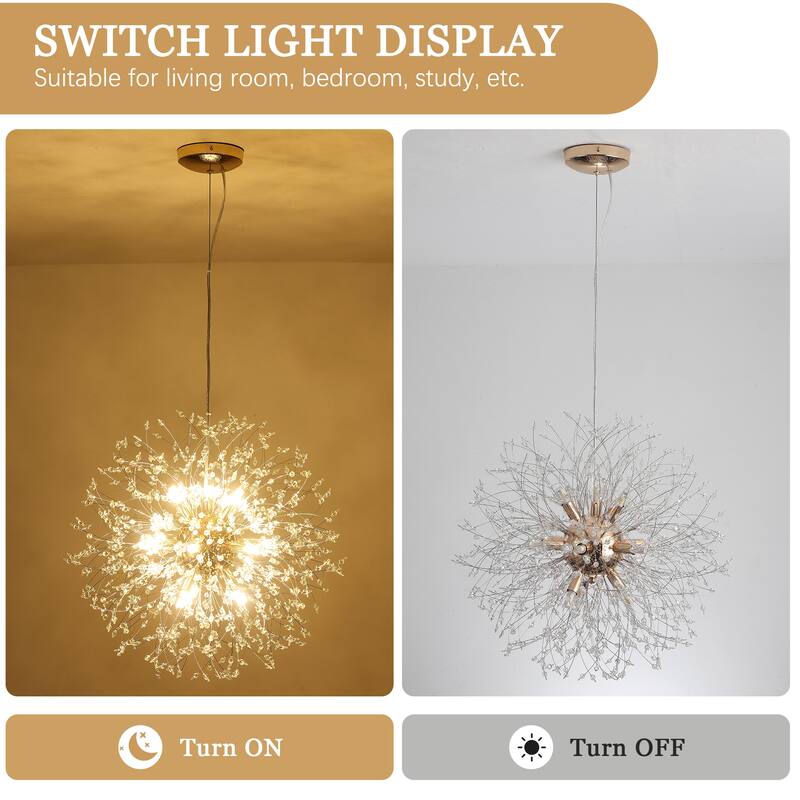 12-Light Linear Foyer Chandelier Lighting with Blowball Accent for Dining Room Kitchen Island