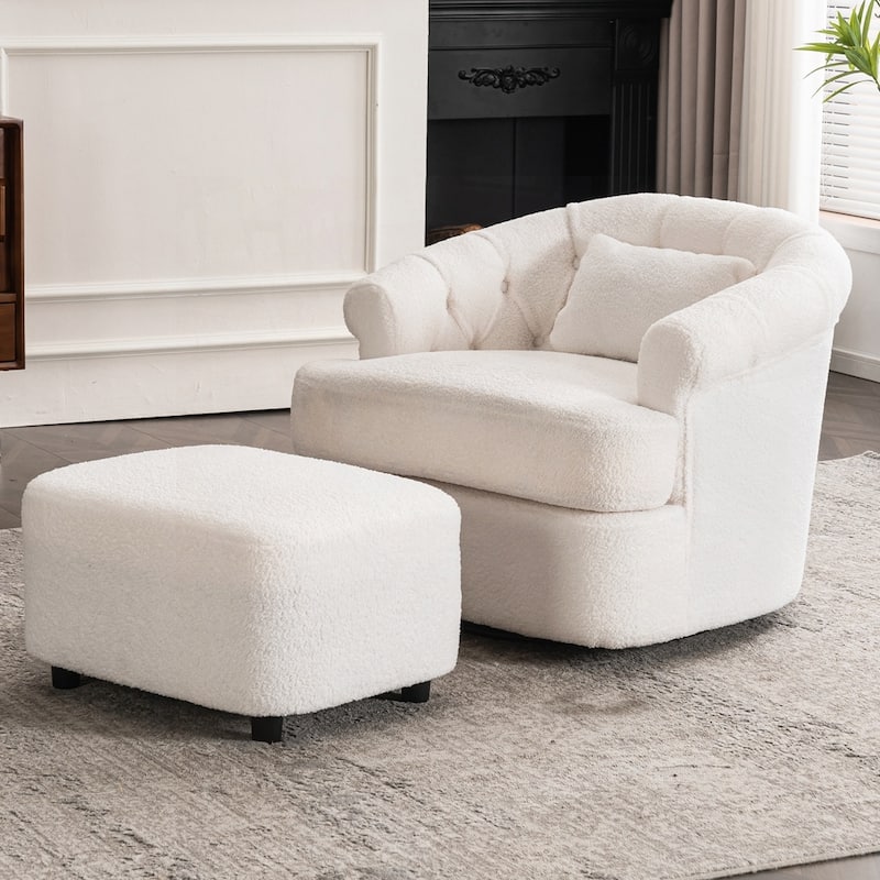 Single Sofa Armchair with Lounge Seat and Ottoman