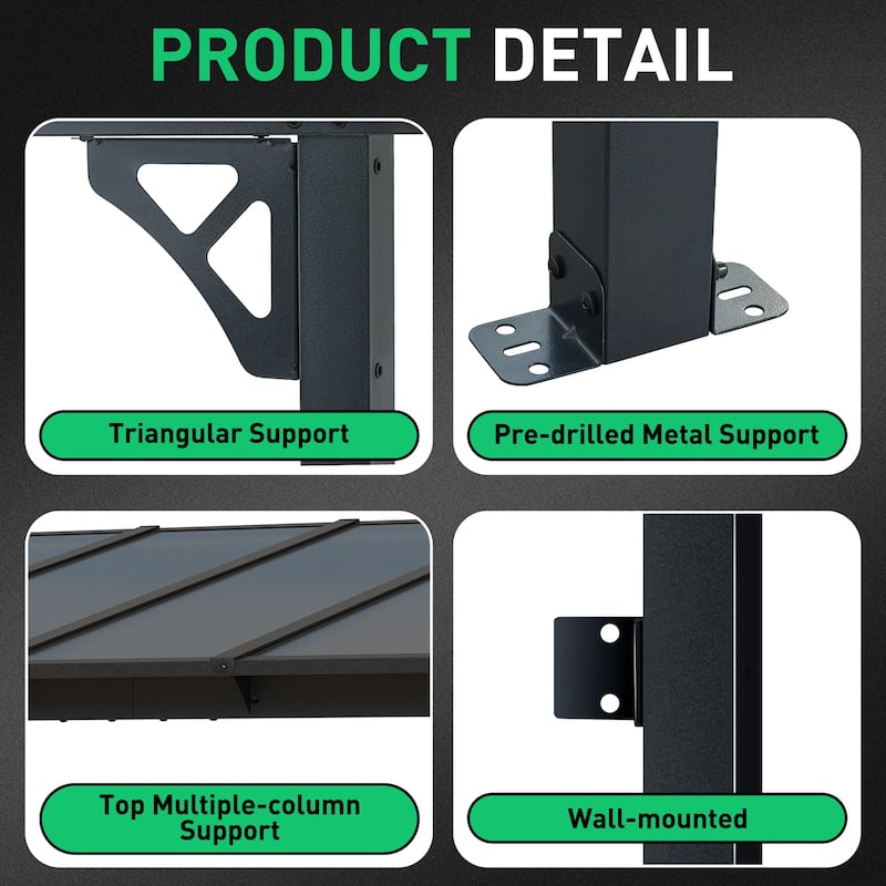 Outdoor Wall Mounted Gazebos, Lean to Gazebo with Sloped Roof