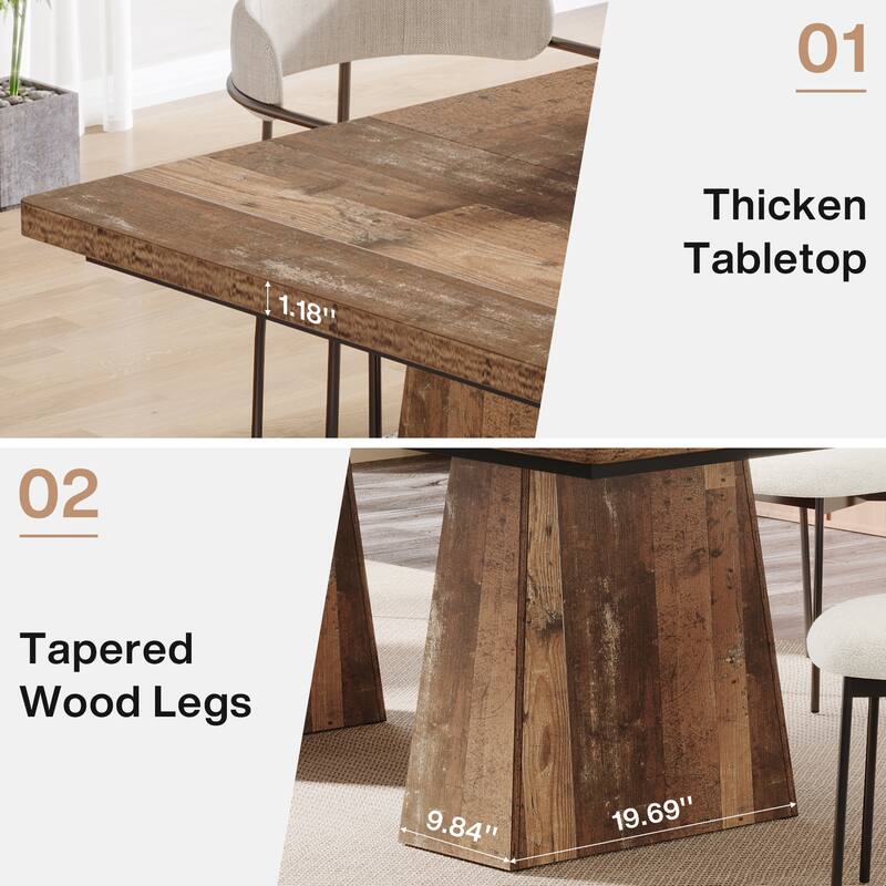 63 Inches Farmhouse Kitchen Dining Table for 4-6
