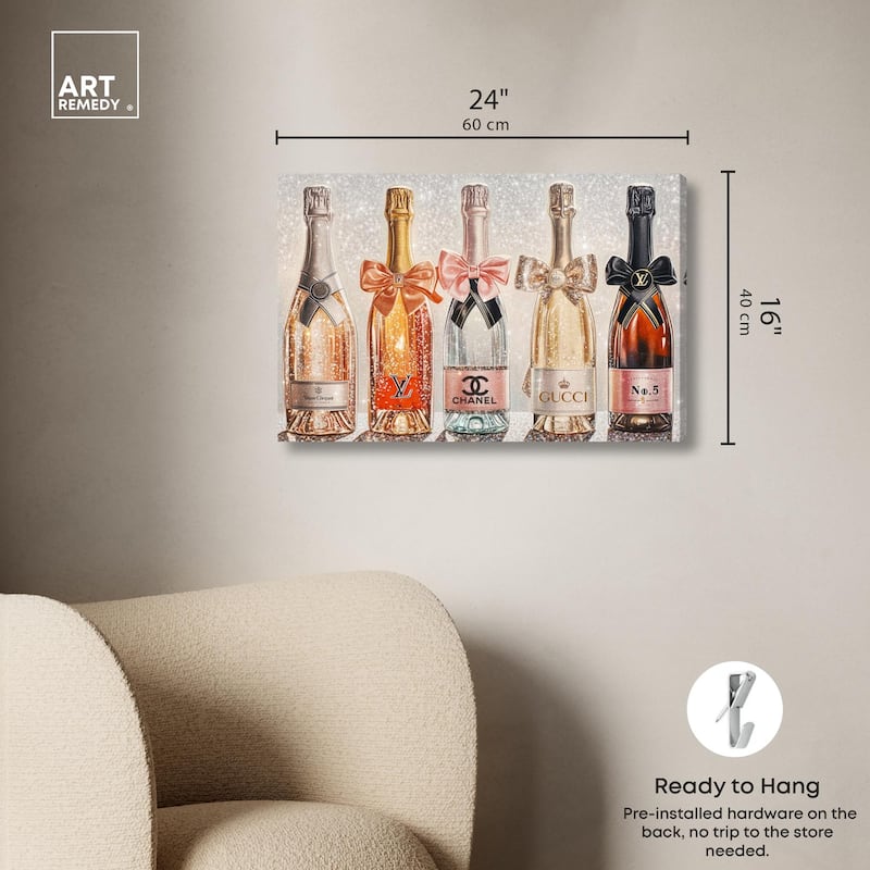 Champagne Bottles Glitz Canvas by Art Remedy, Gallery Wrapped
