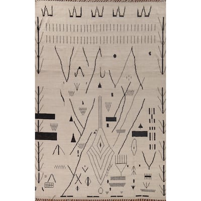 Abstract Moroccan Large Modern Area Rug Handmade Wool Carpet - 9'11"x 14'8"