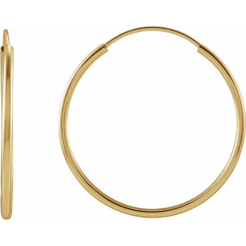 Curata 14k Yellow Gold 20x1mm Polished Endless Flexible Tube Hoop Earrings