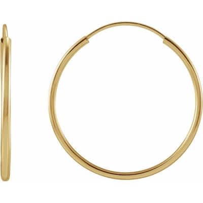 Curata 14k Yellow Gold 20x1mm Polished Endless Flexible Tube Hoop Earrings