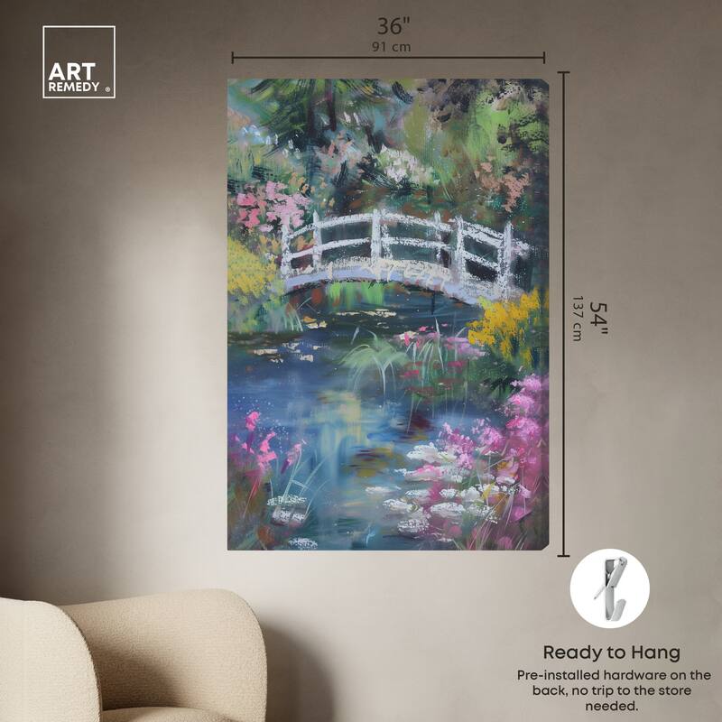 Art Remedy Hidden Garden Gallery Wrapped Impressionism 1 Piece Canvas Wall Art /Monet And Van Gogh Inspired Art