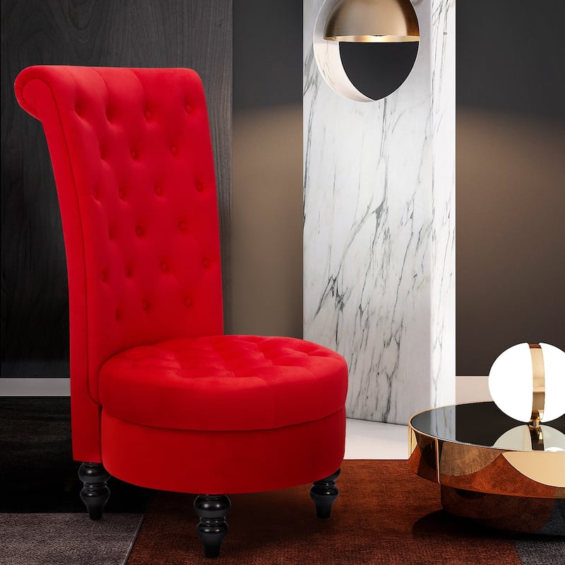 AVAWING Throne Royal Chair Thick Padding and Rubberwood Legs - Red