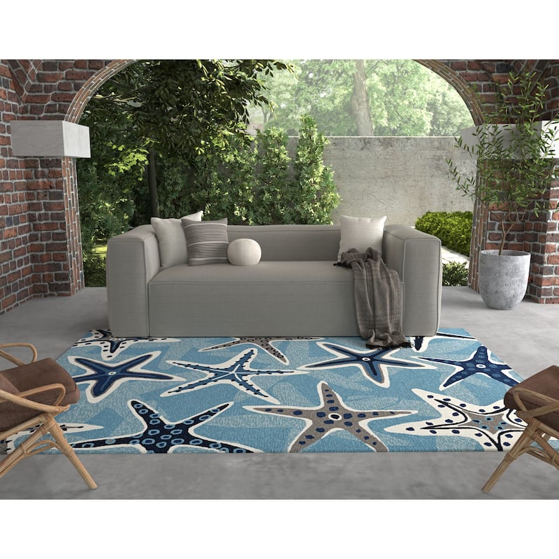 Stonely Starfish Handmade Indoor/ Outdoor Area Rug by Havenside Home - 7'6" Round