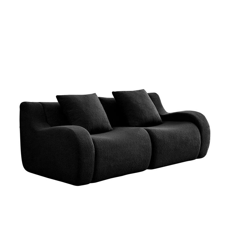 82.7" Floor Loveseat Modern Sectional Couch with Armrests for Apartment, Oversized Teddy Upholstered Living Room Sofa