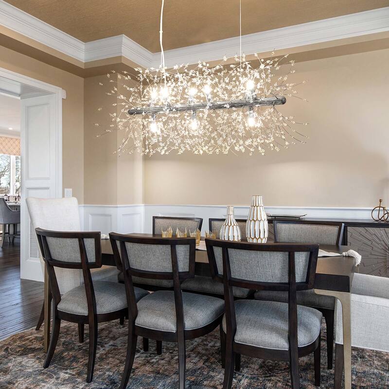 9-Light Modern Linear Firework Dandelion Crystal Chandelier
