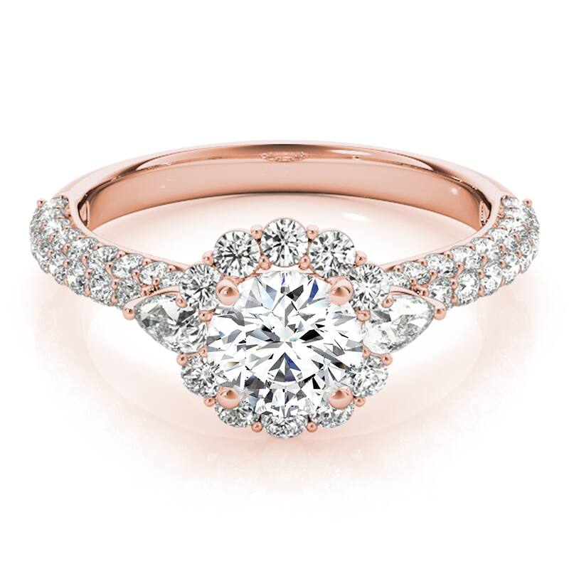 Auriya 14k Rose Gold Lab Grown Round Diamond Halo Engagement Ring 0.50 to 5.00 ct. tw. (F-G VS)