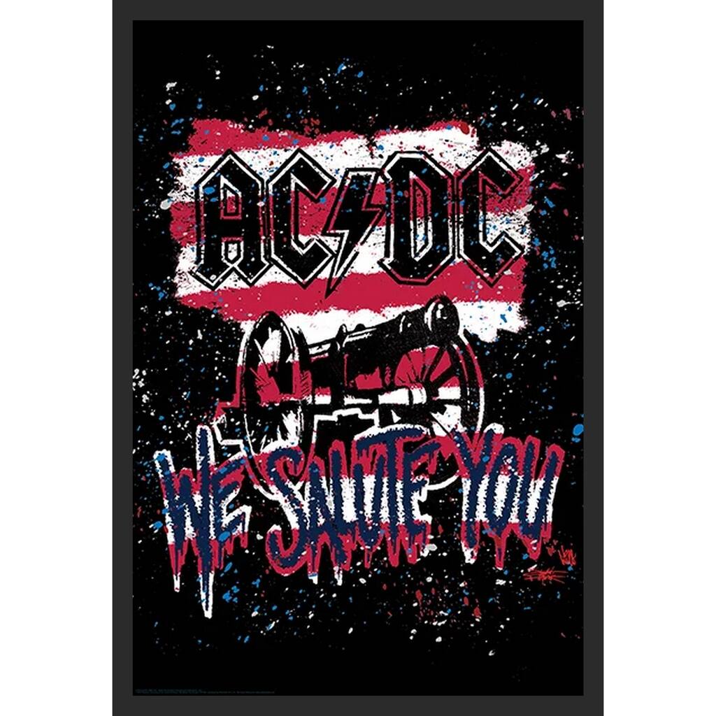 We Salute You AC/DC Stephen Fishwick Framed Art Poster - 24 x 36 Inch