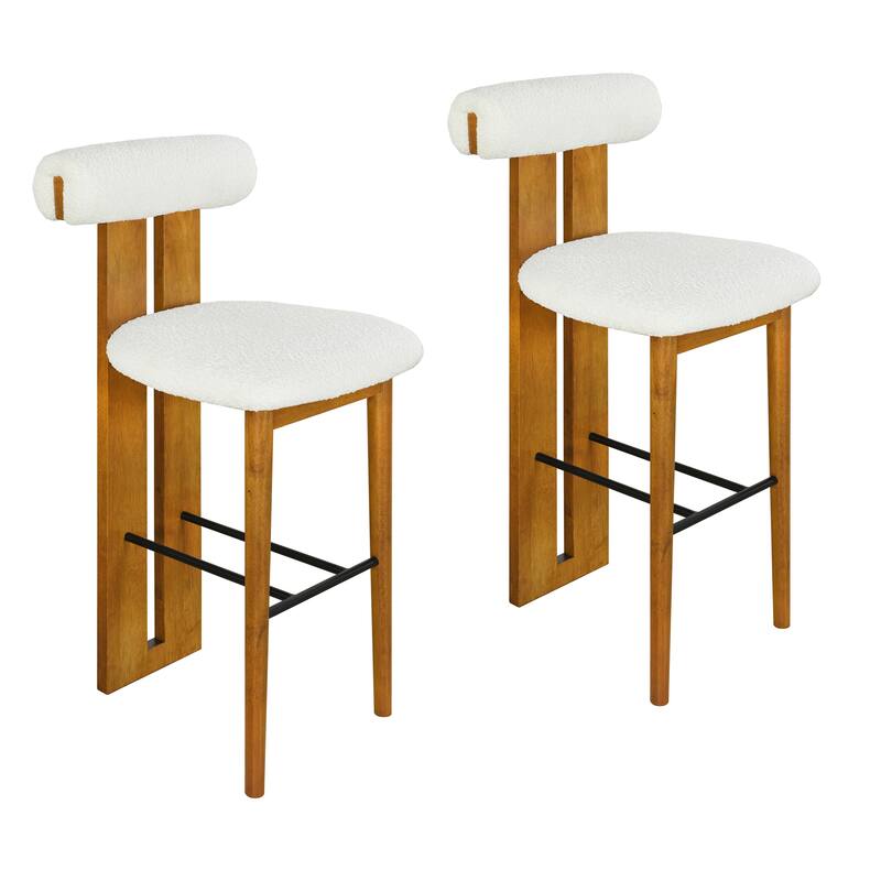 Roomfitters Renee Indoor Wooden Barstools with Cloud-Top Backrest, Set of 2 - Set of 2