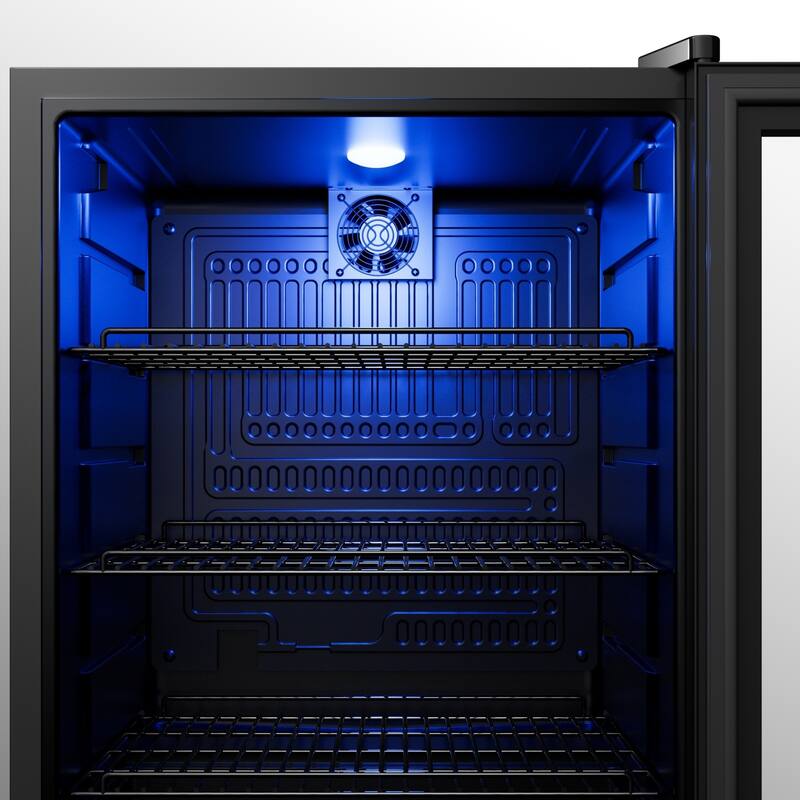 Yeego 4.6 Cu.Ft Beverage Refrigerator, Built-in or Freestanding Cooler with Glass Door, LED Light, Quiet Compressor