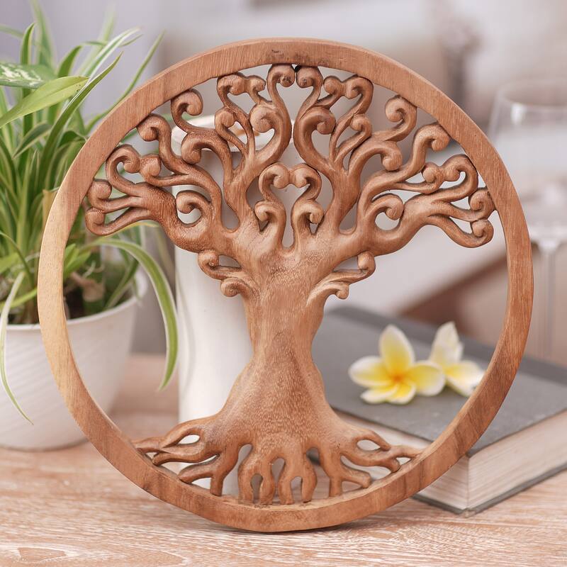 Novica Handmade Tangled Tree Wood Relief Panel