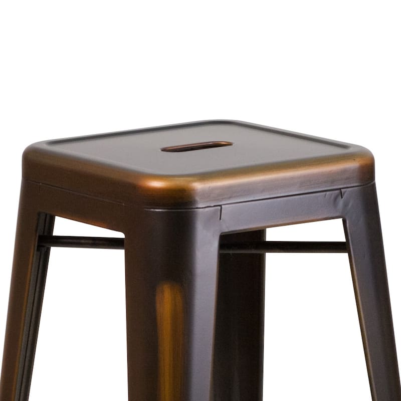4 Pack 30"H Backless Distressed Metal Indoor-Outdoor Barstool