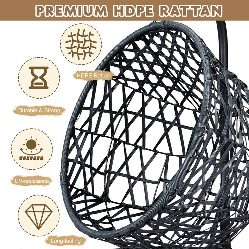 Pet Hanging Swing Bed, Rattan Hammock with Removable Soft Cushion, Cat Swing Bed with Stand & Cushion, Small Animals