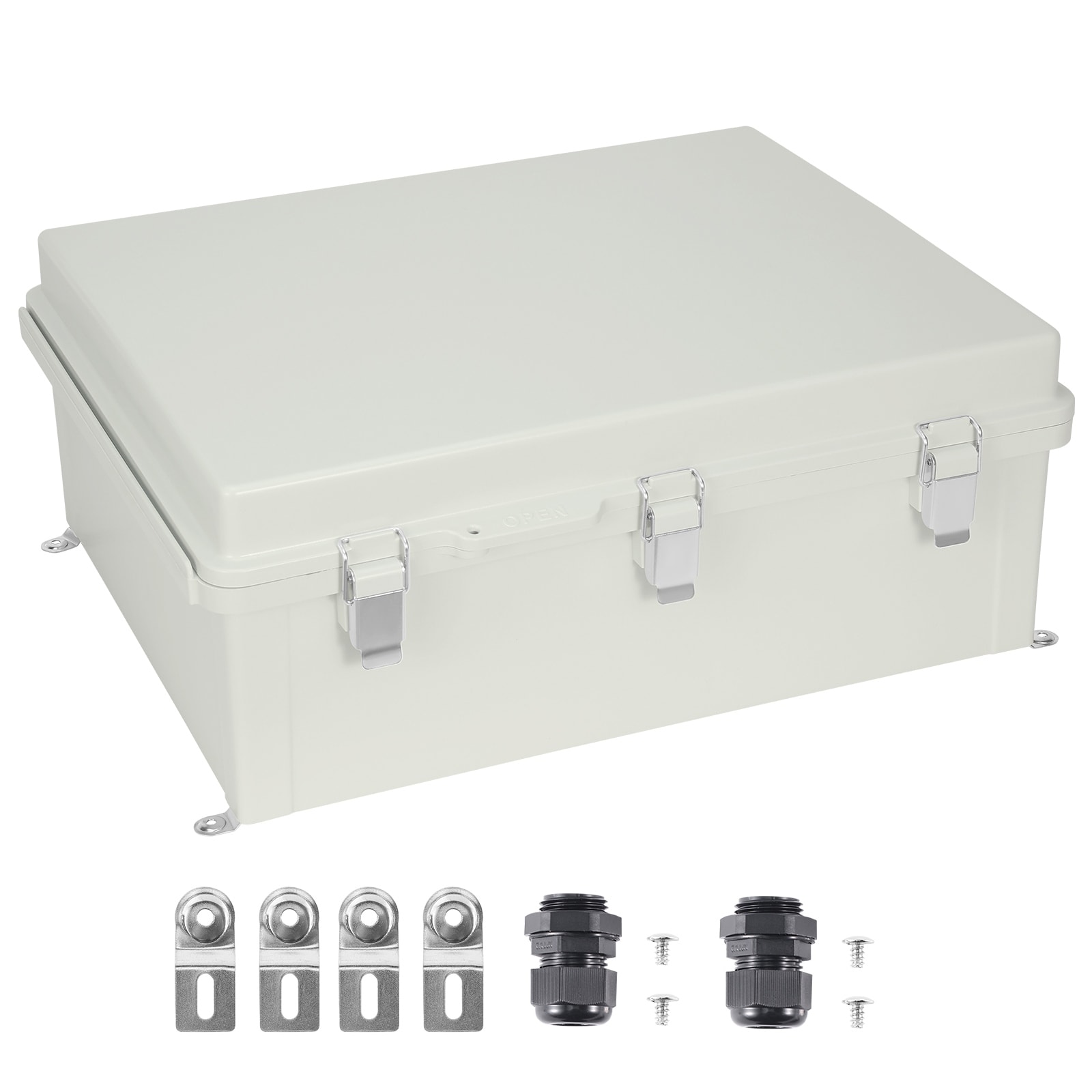 Outdoor Electrical Junction Box, ABS Plastic Electrical Enclosure Box with Hinged Cover Stainless Steel Latch