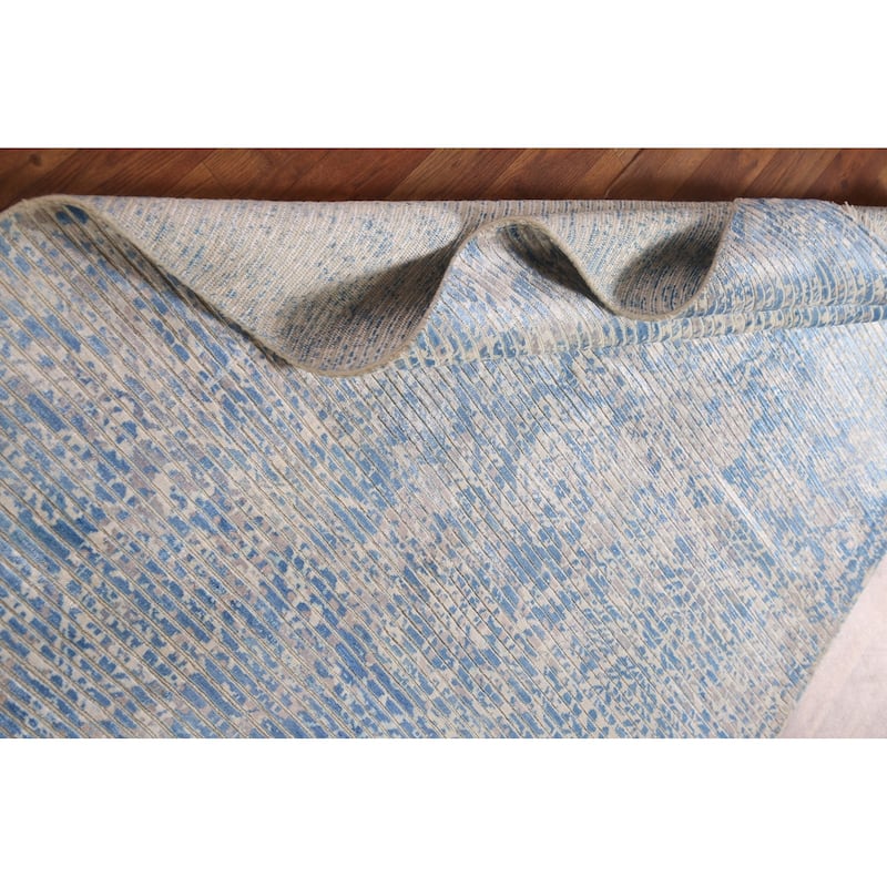 All-Over Striped Abstract Accent Rug Wool Carpet - 4'1"x 5'10"